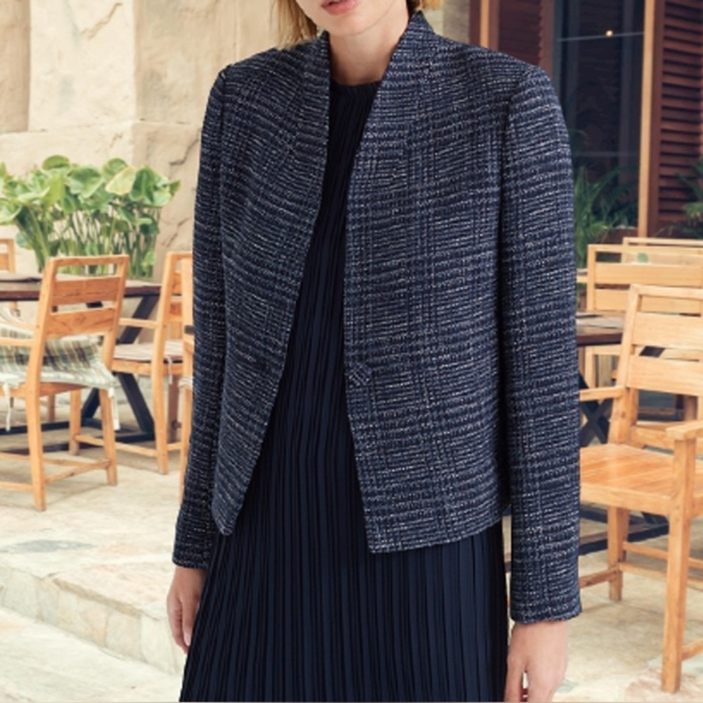 Club Monaco Navy Blue Textured Blazer Size 4